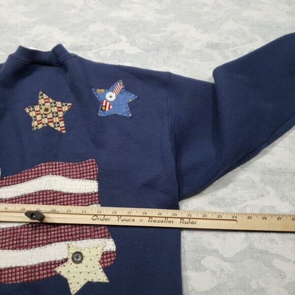 Vintage Brittania Levis Cardigan Womens Large Blue Made USA Fleece Long Sleeve - Picture 7 of 9